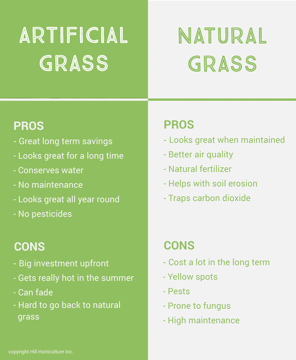 Artificial Grass vs Natural Grass Chart